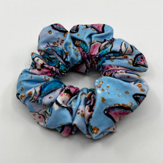 Blå sjöjungfru scrunchie
