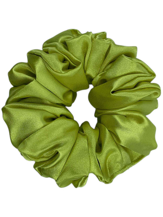Lime satin scrunchie