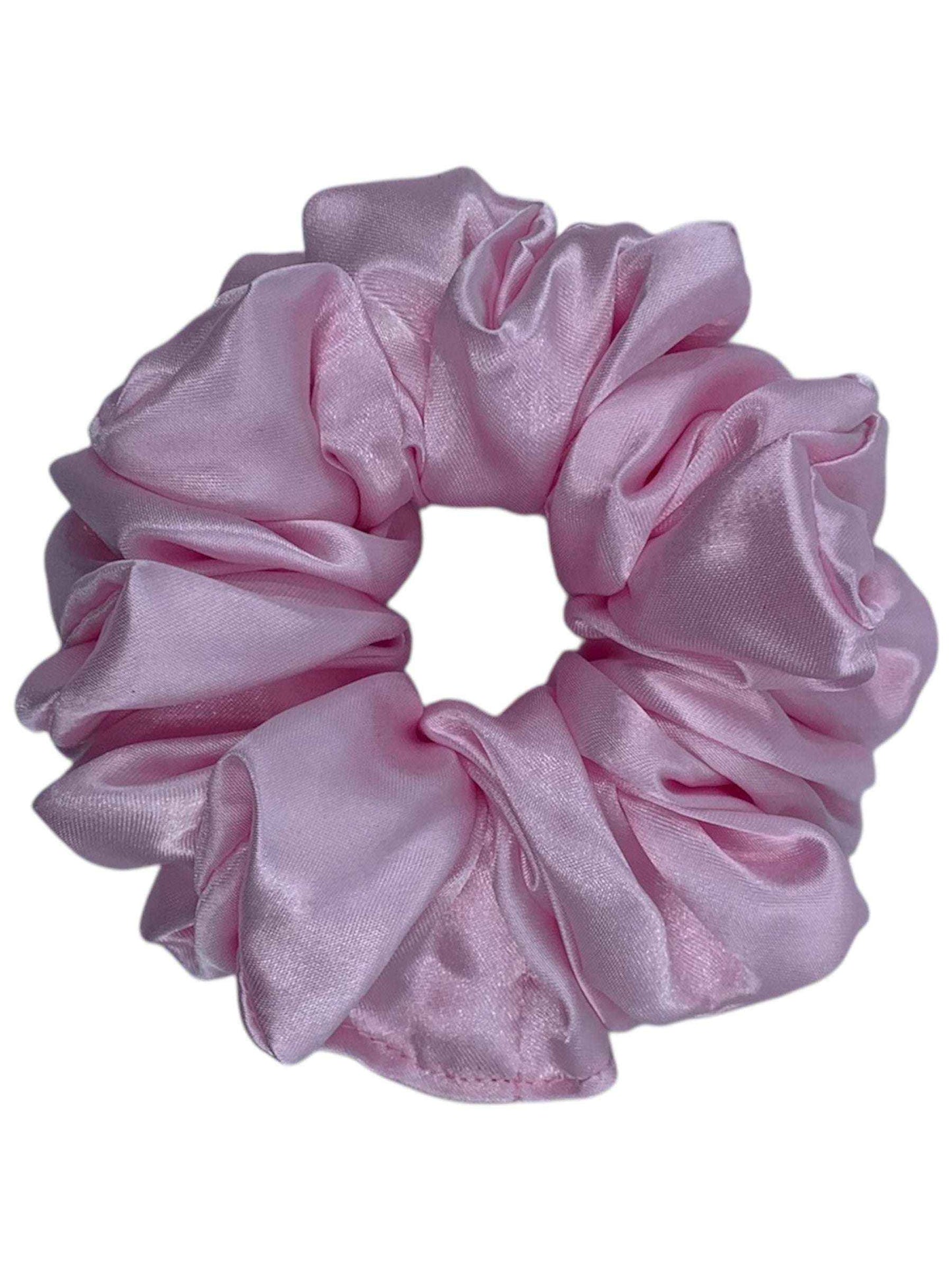 Ljusrosa satin scrunchie