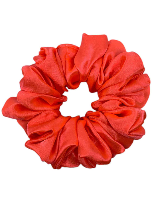Neon orange satin scrunchie