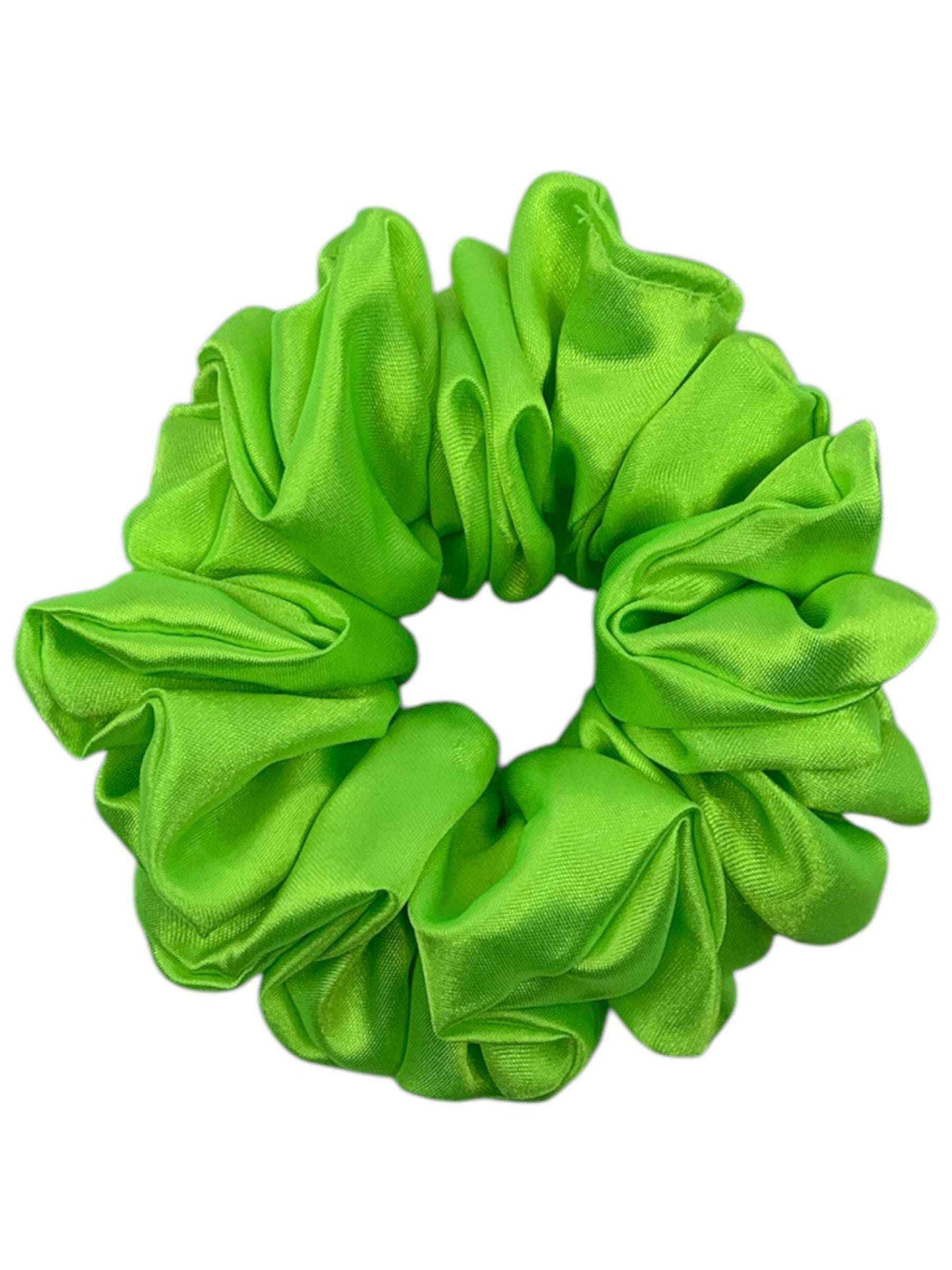 Neon grön satin scrunchie