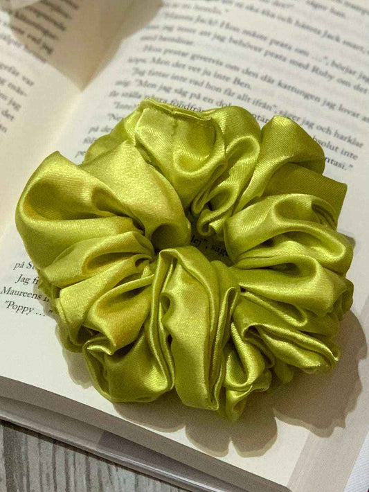 Lime satin scrunchie