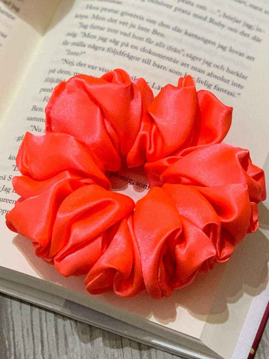 Neon orange satin scrunchie