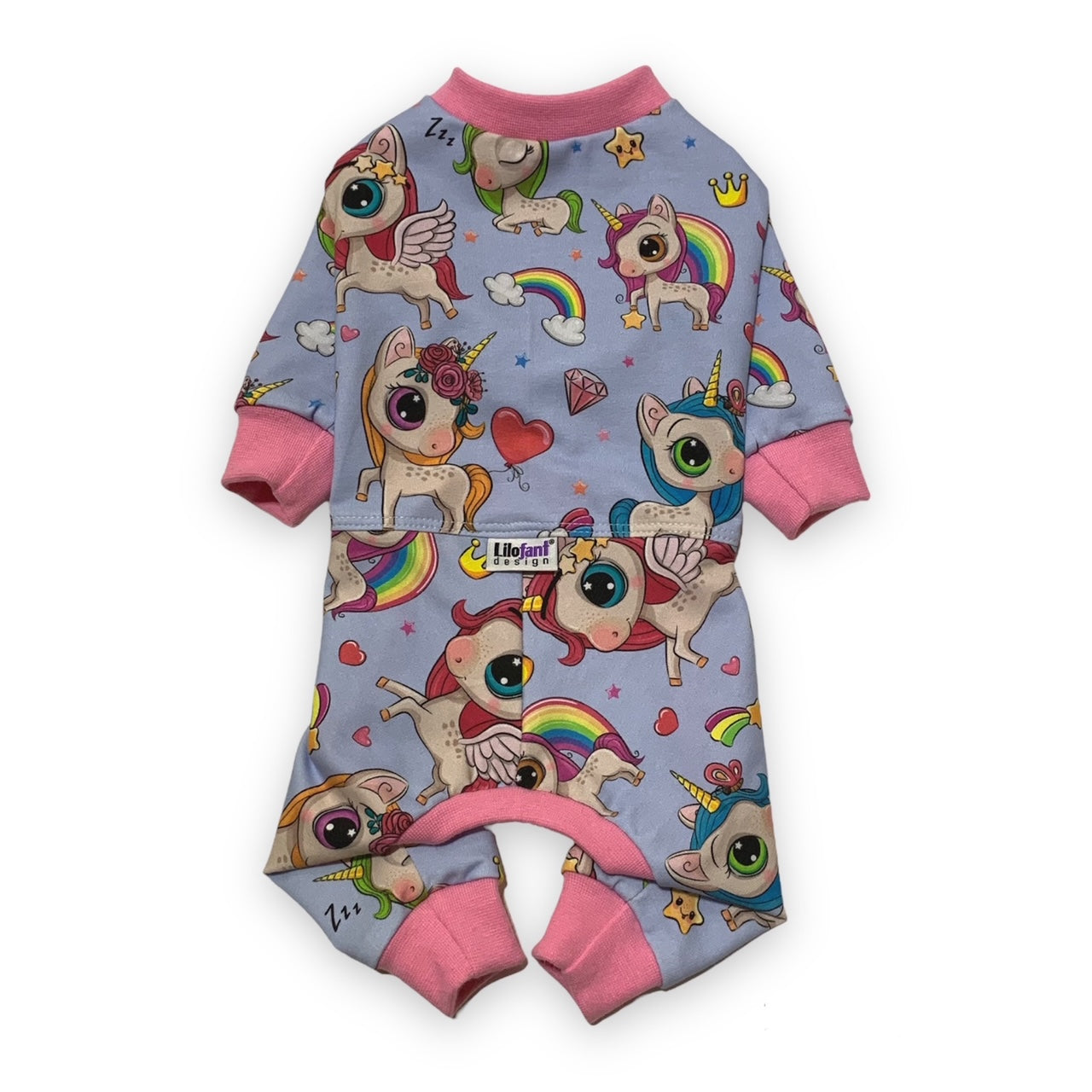 Blå enhörningar - hundpyjamas