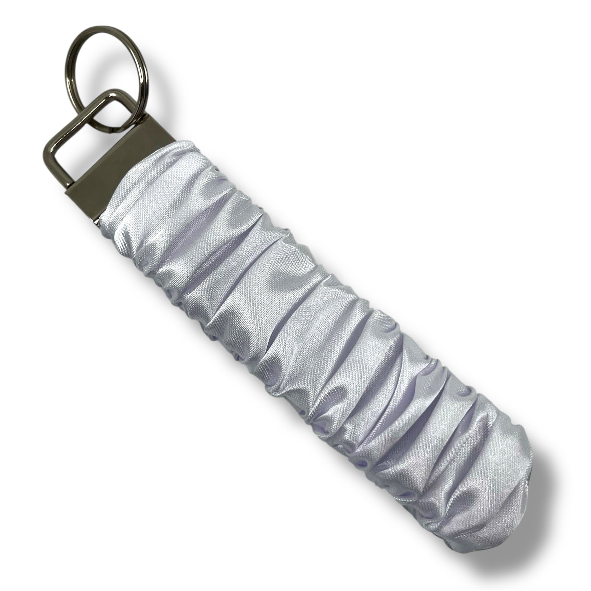 vit scrunchie nyckelring