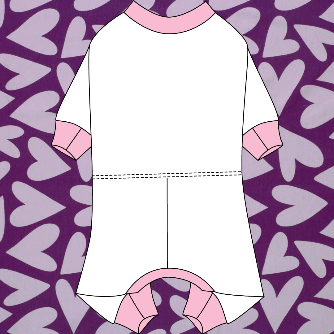 Lila hjärtan - hundpyjamas