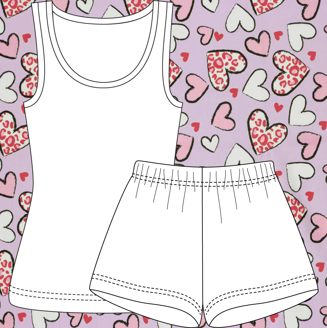 Hjärtan - pyjamas dam (linne & boxershorts)