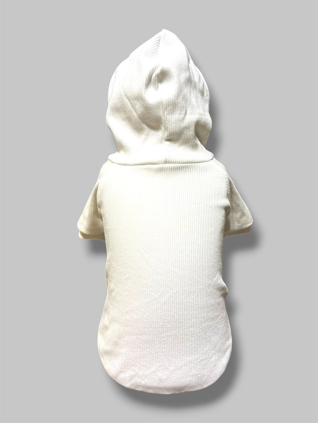 Vit ribbad tröja med luva