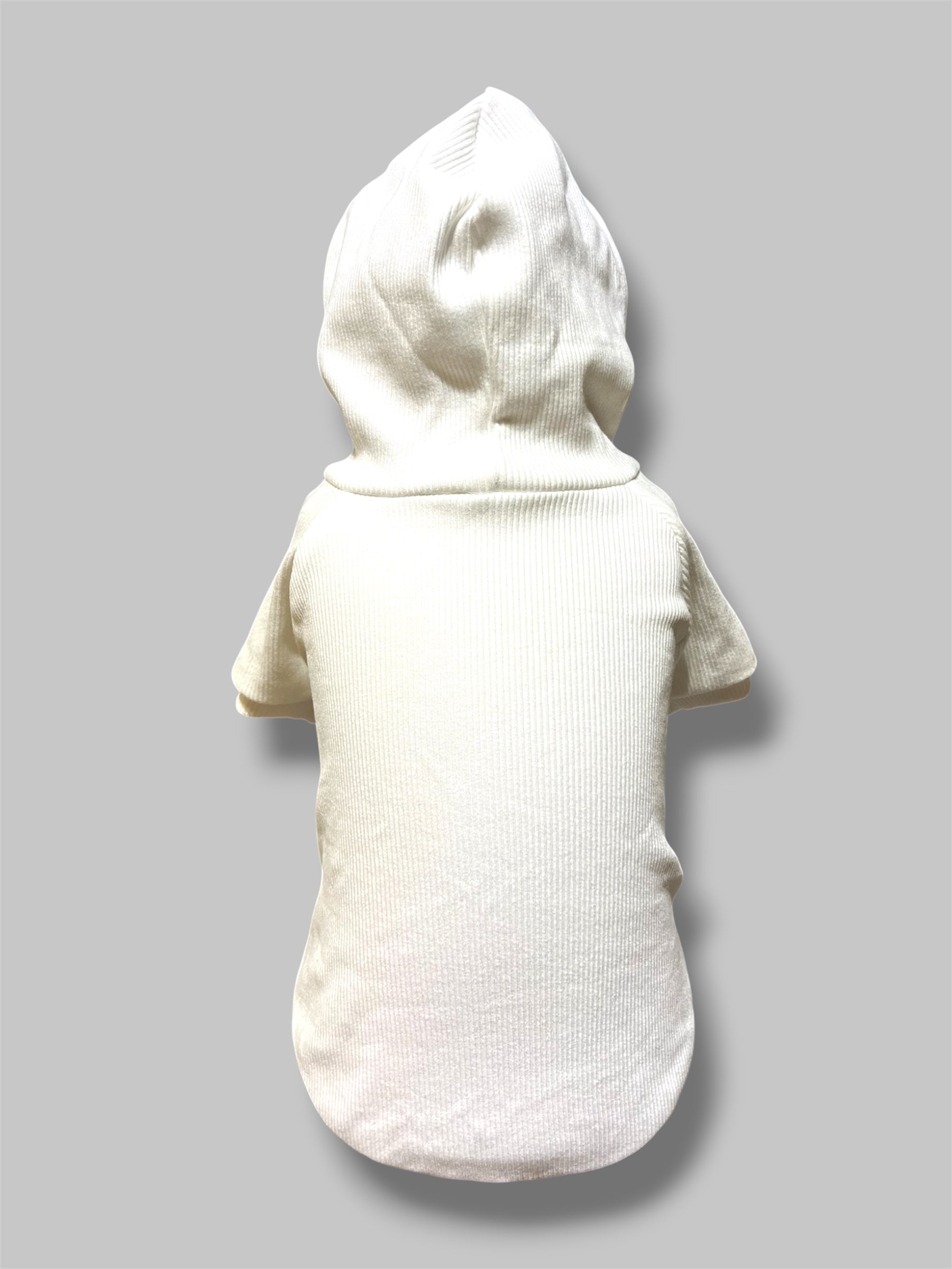 Vit ribbad tröja med luva