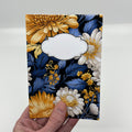 Mörkblå/guld blommor - anteckningsbok A5
