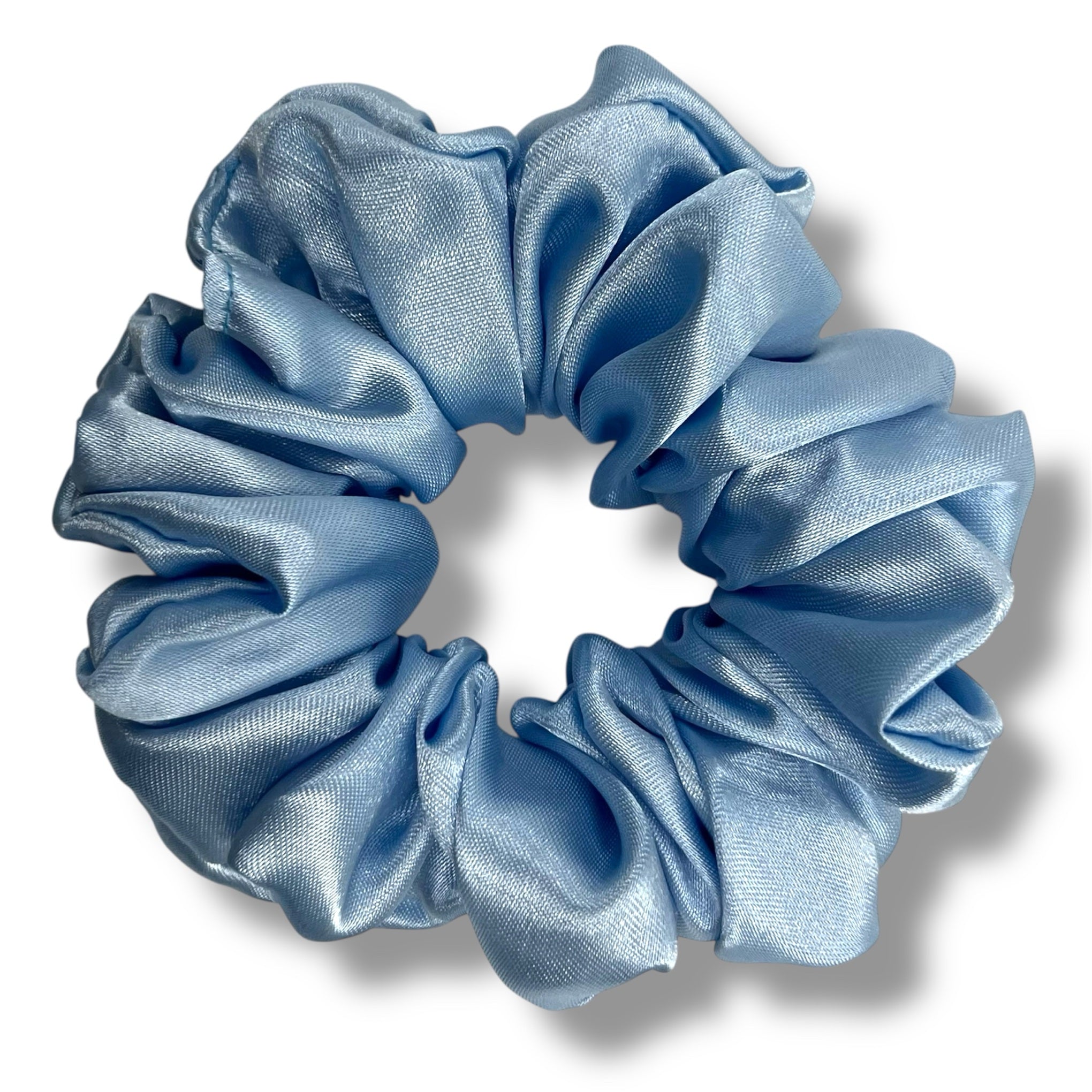ljusblå classic satin scrunchie