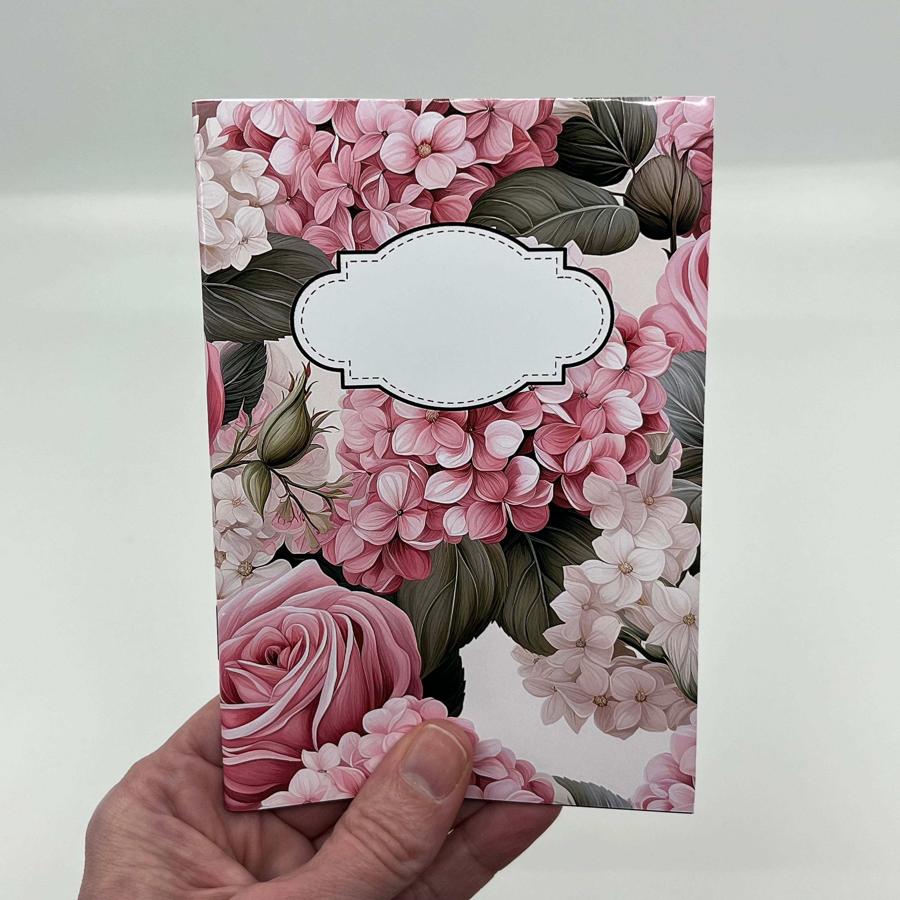 Rosa blommor - anteckningsbok A5