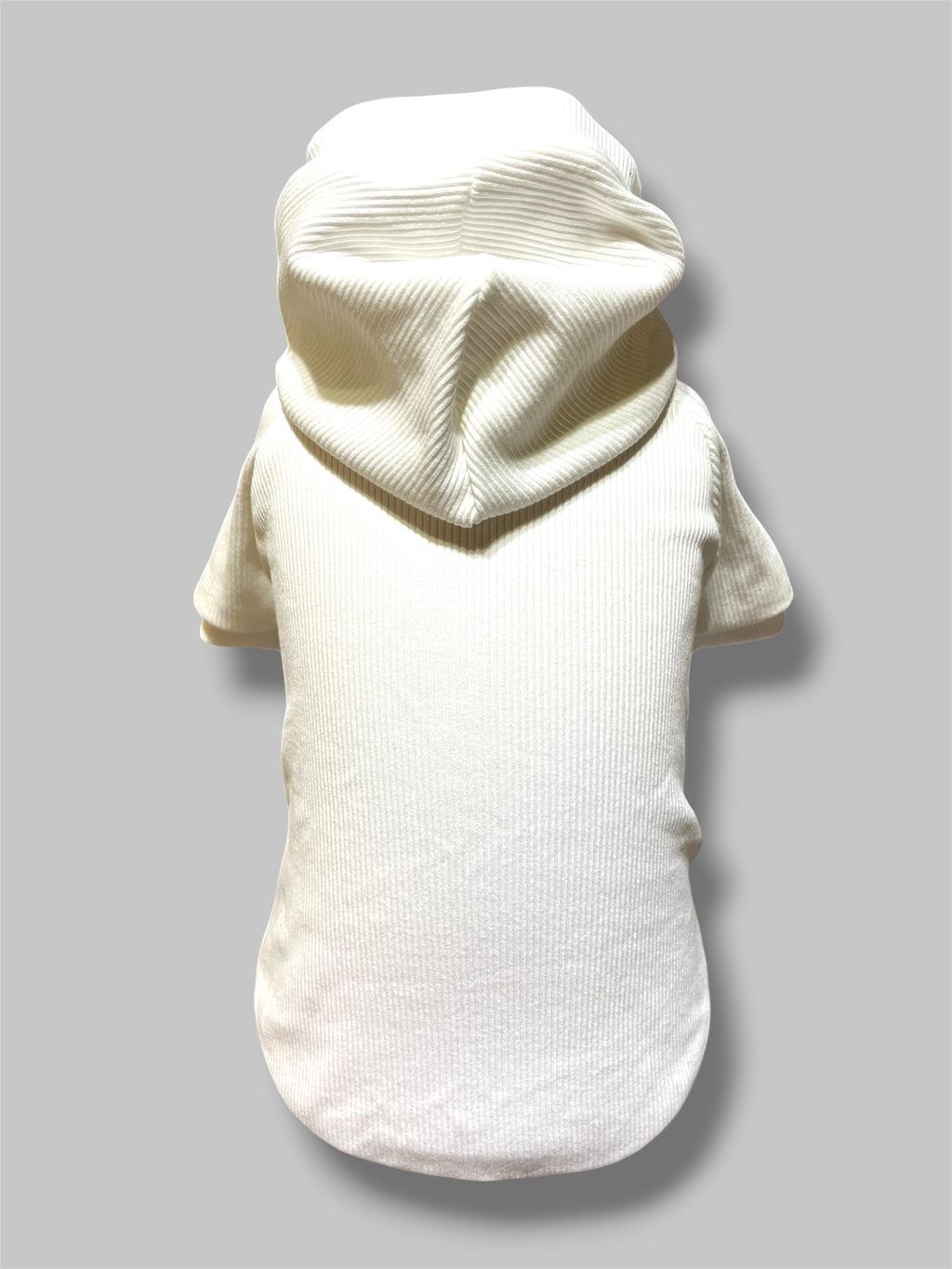 Vit ribbad tröja med luva