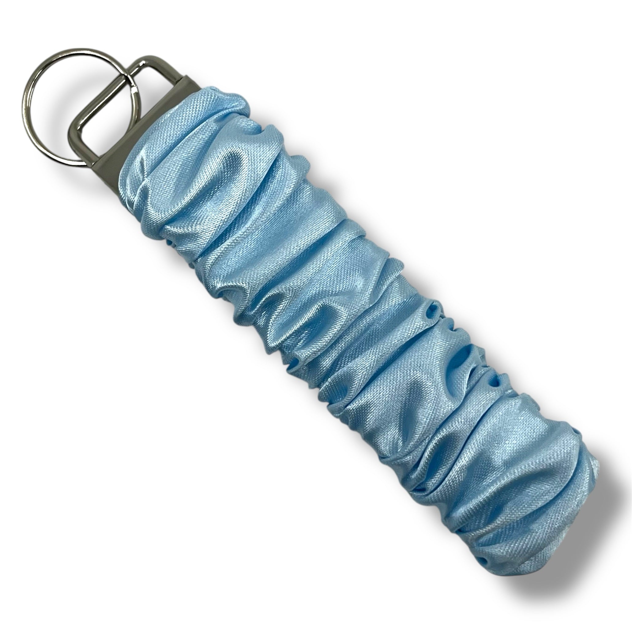 ljusblå scrunchie nyckelring