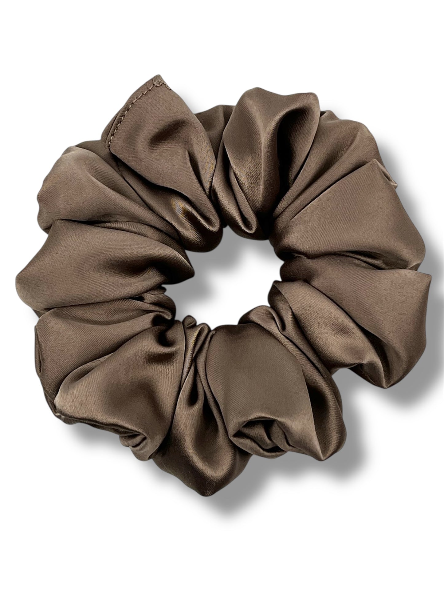 Taupe satin classic scrunchie