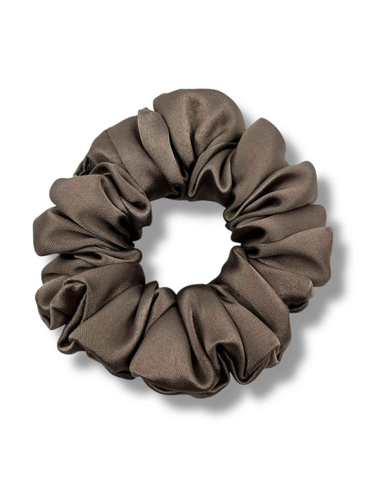 Taupe satin mini scrunchie