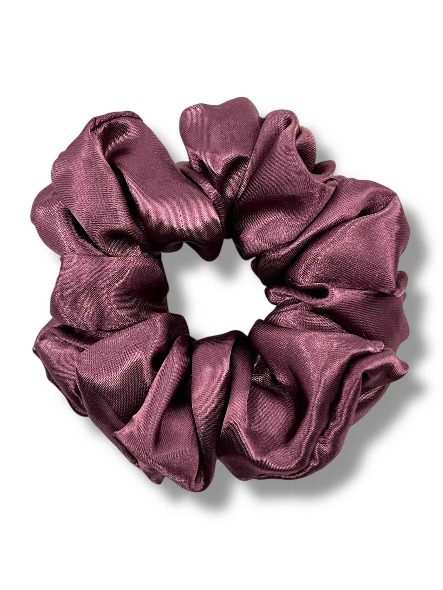 Plommonrosa satin classic scrunchie