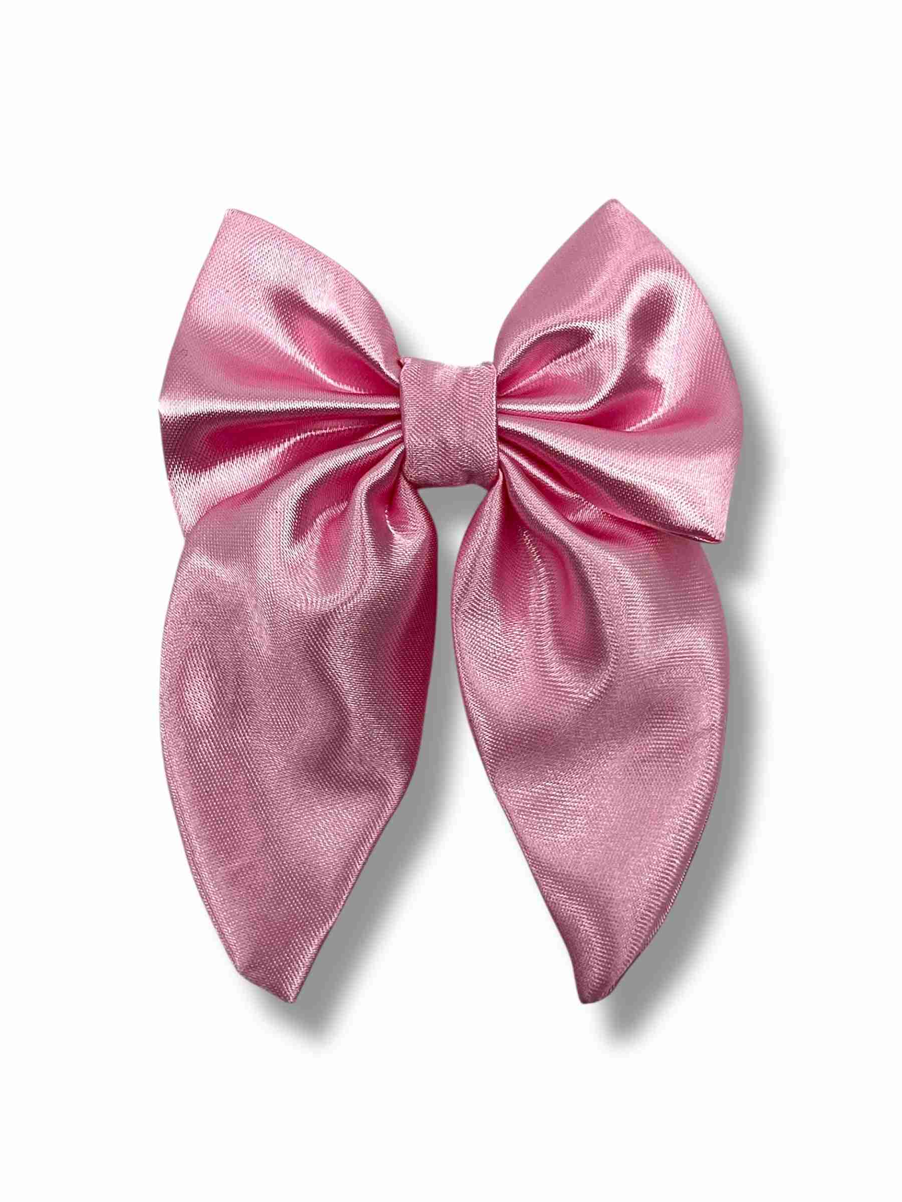 Ljusrosa hårspänne med rosett i satin