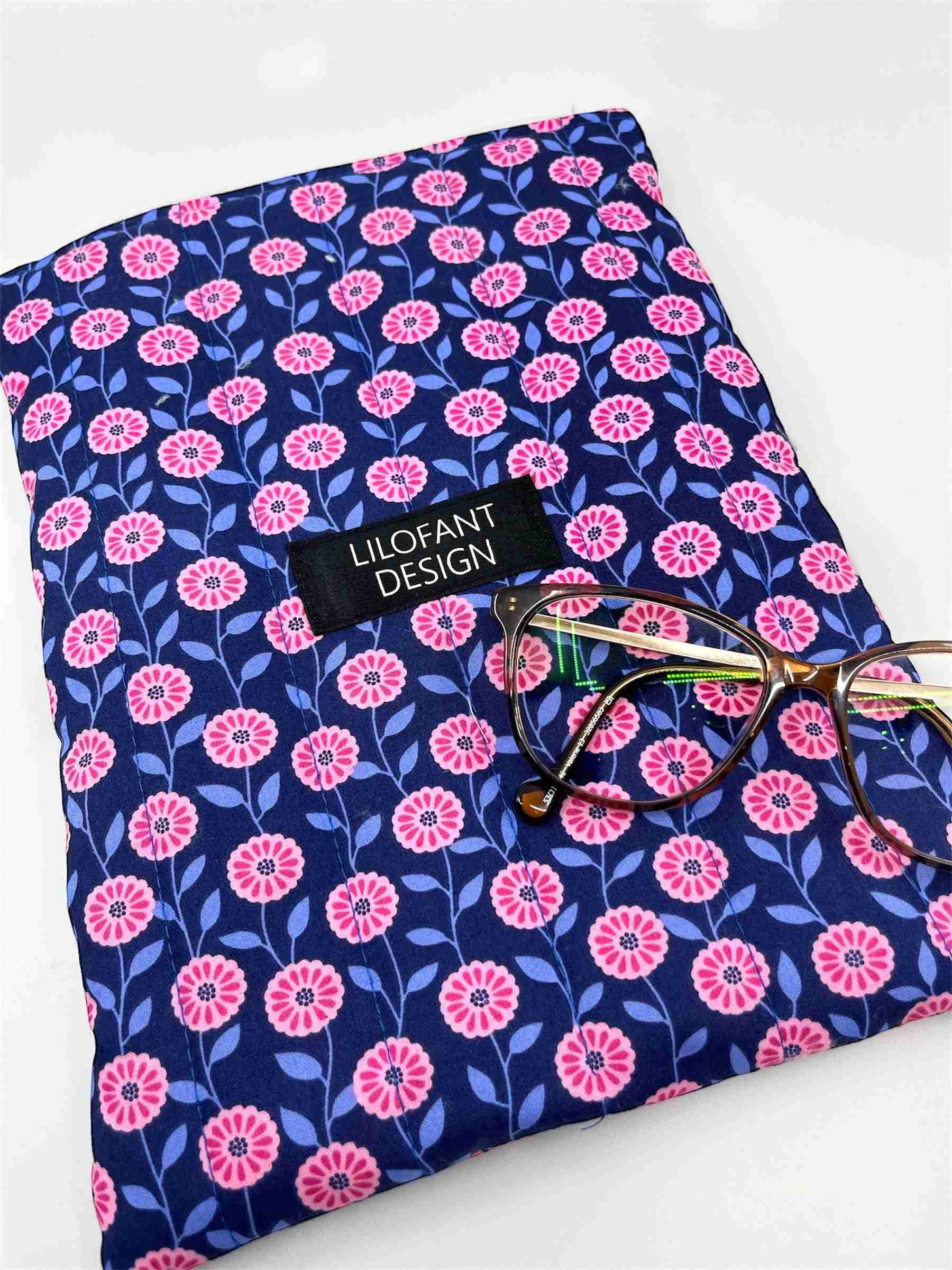 Blå med rosa blommor pocketfodral