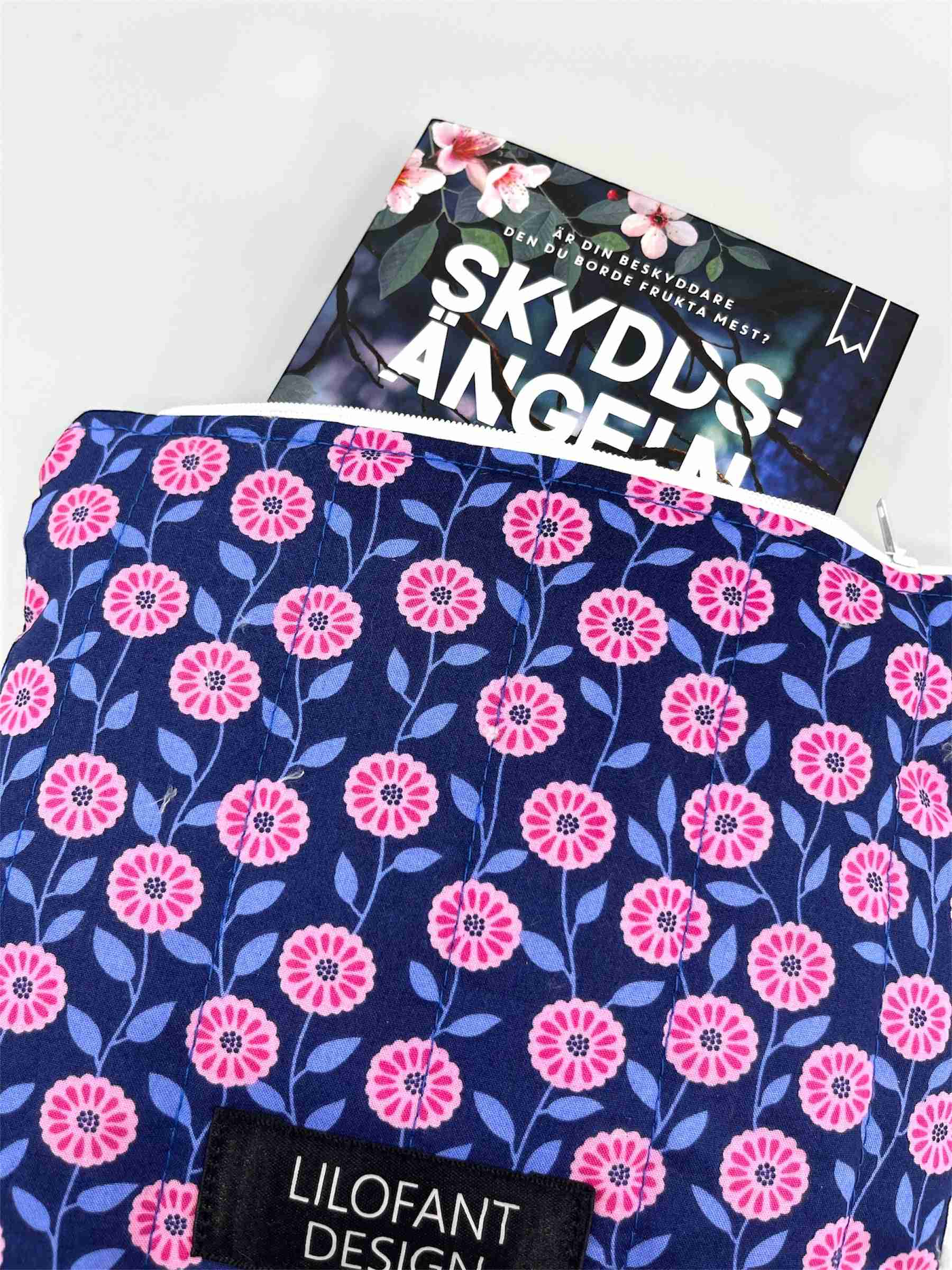 Blå med rosa blommor pocketfodral