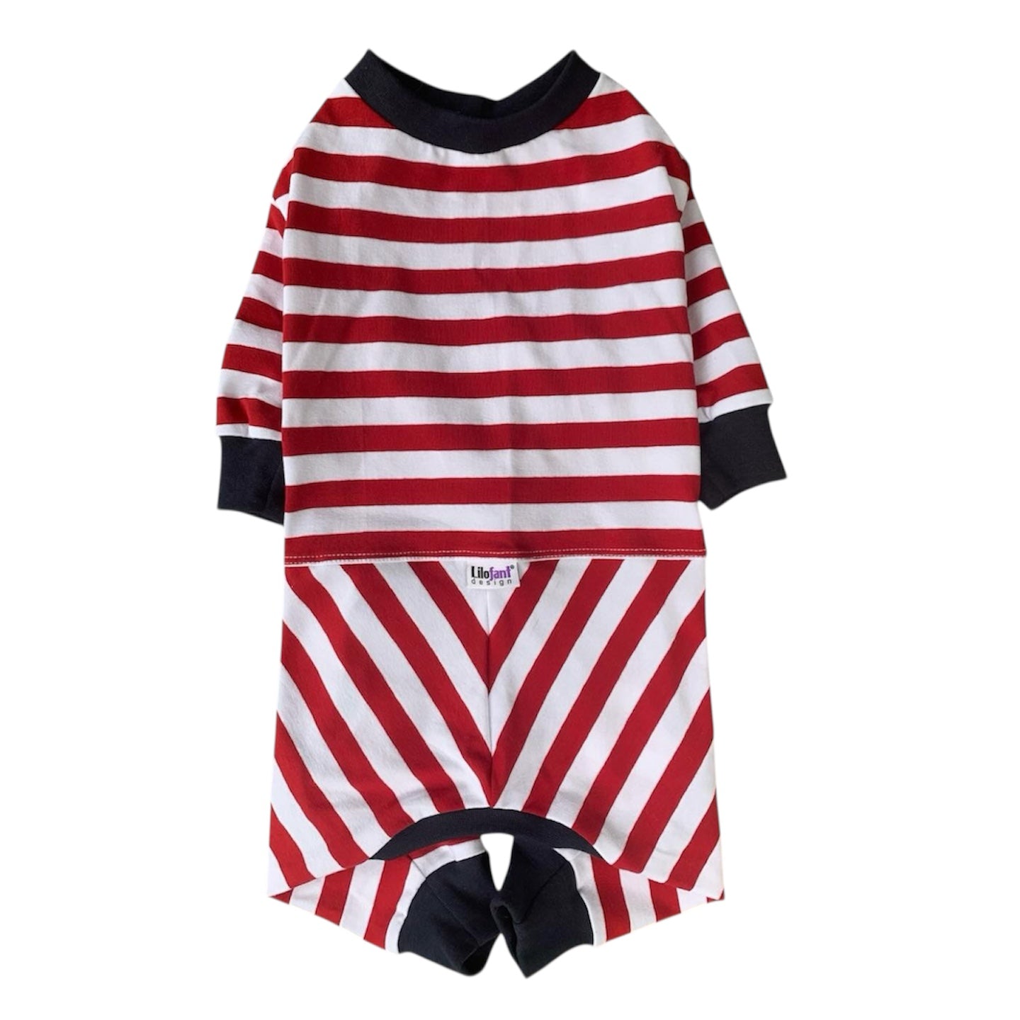 Röd/vit randig - hundpyjamas