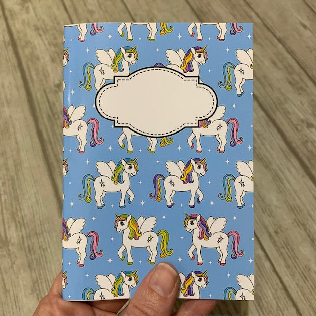 Blå enhörningar - anteckningsbok A5
