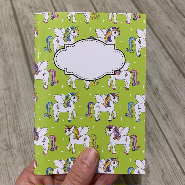 Gröna enhörningar - anteckningsbok A5