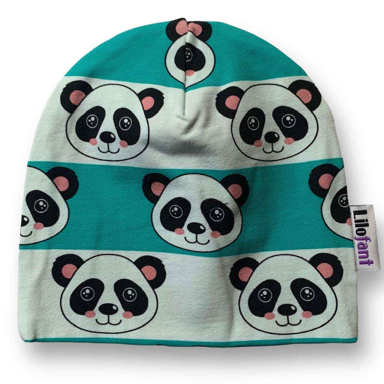 Turkos randig panda mössa