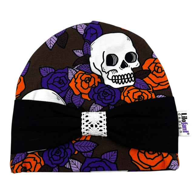 Brun döskalle mössa med rosett