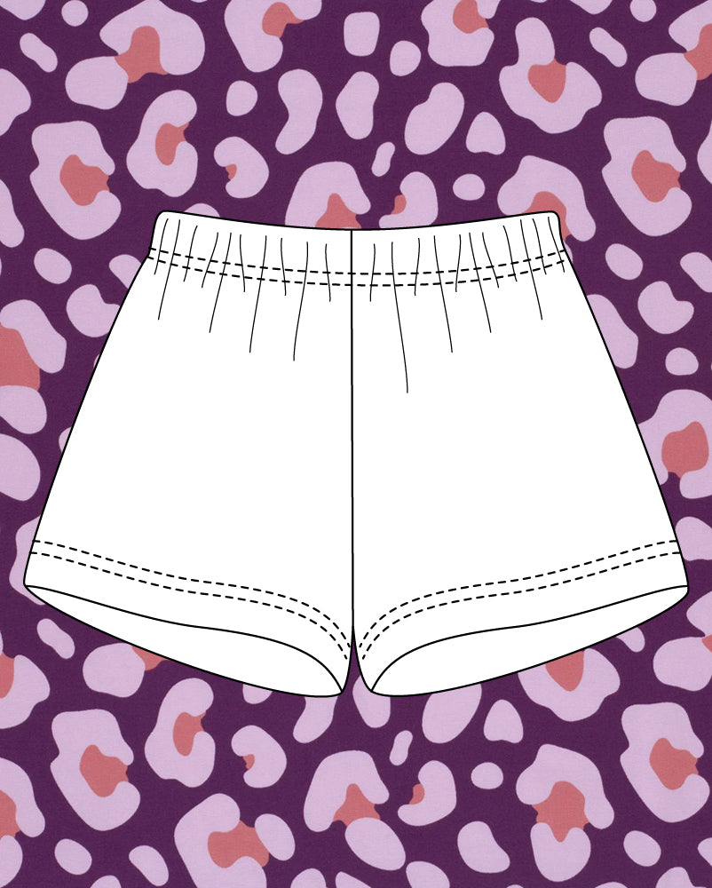 Lila leopard - pyjamasshorts (sys på beställning)