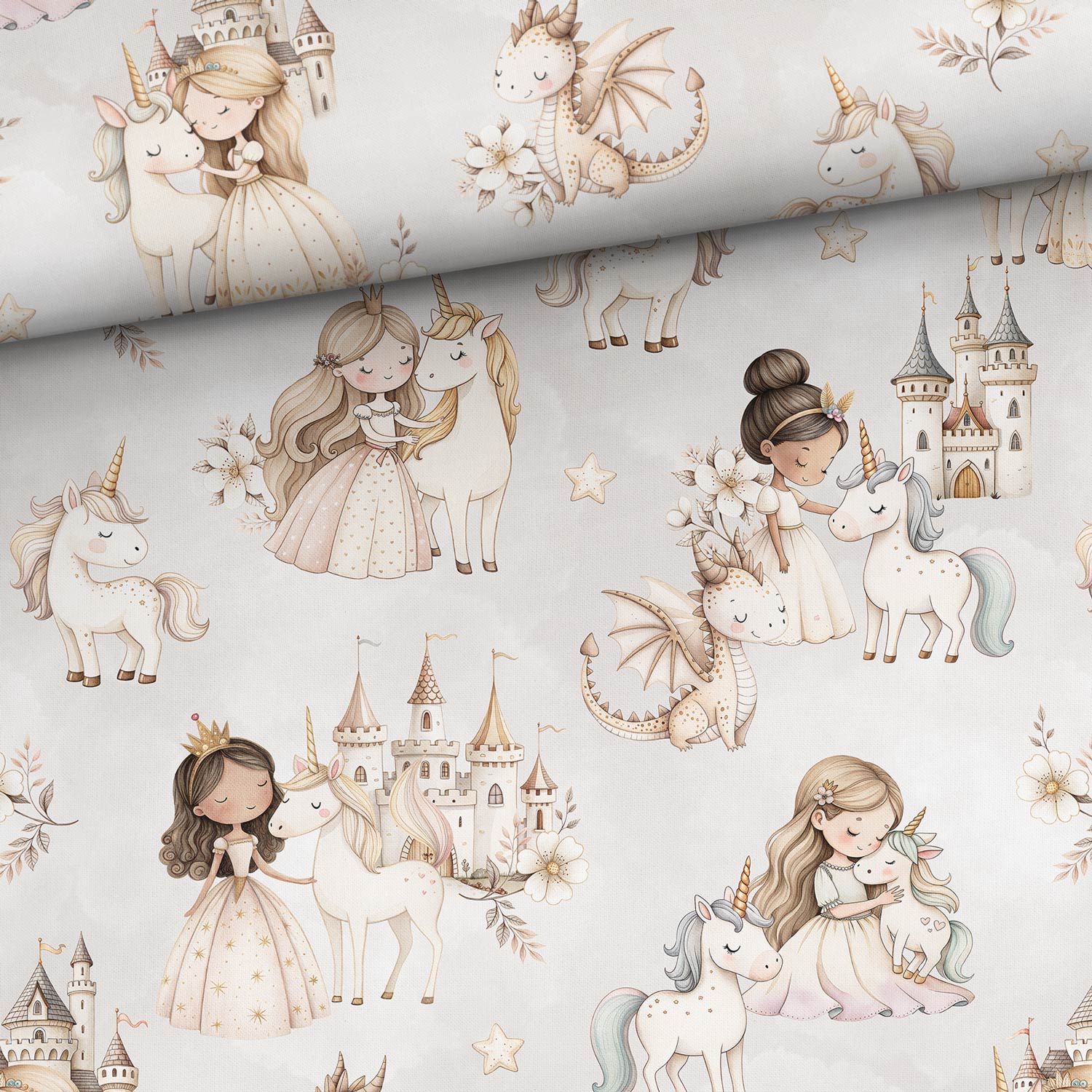 Beige prinsessor (bomullstyg)
