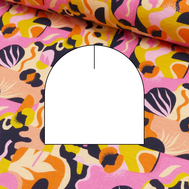 Rosa/orange mönster mössa