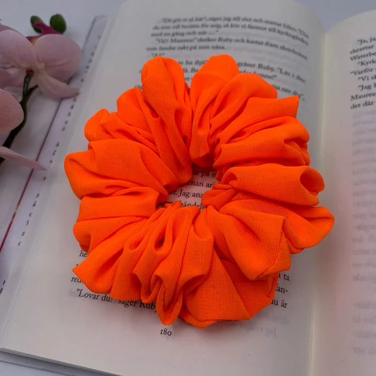 Neon orange chiffong scrunchie - Lilofant Design